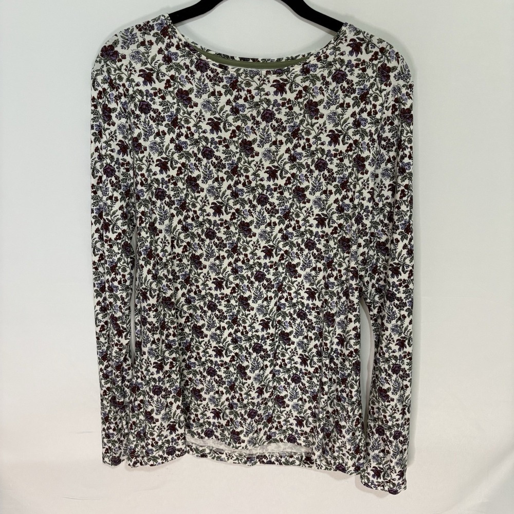 Croft & Barrow The Classic Tee Womens Large Long Sleeve Shirt Top Flowers